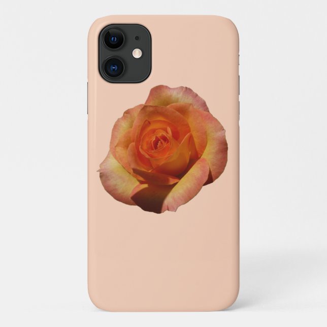 Capa Para iPhone 11 Fotografia Floral Laranja Peach Rosa (Verso)