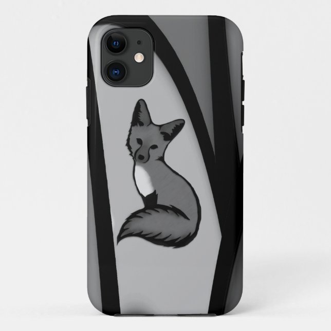 Capa Para iPhone 11 Fox Modern Art Design em Prata (Verso)