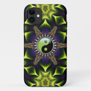 Capa Para iPhone 11 Fractais de Neon Hexágono Verde de Nova Idade