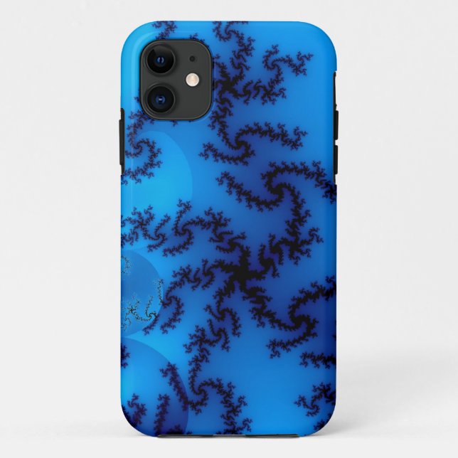 Capa Para iPhone 11 fractal de aranha azul (Verso)