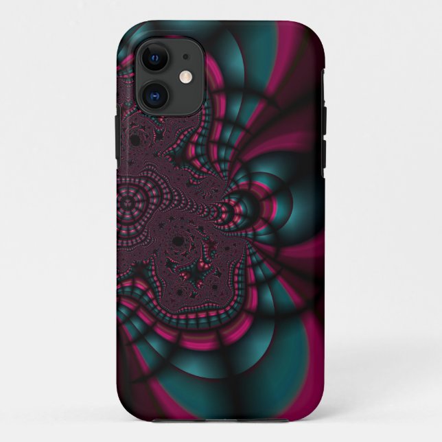 Capa Para iPhone 11 fractal rosa e lacrimejante (Verso)