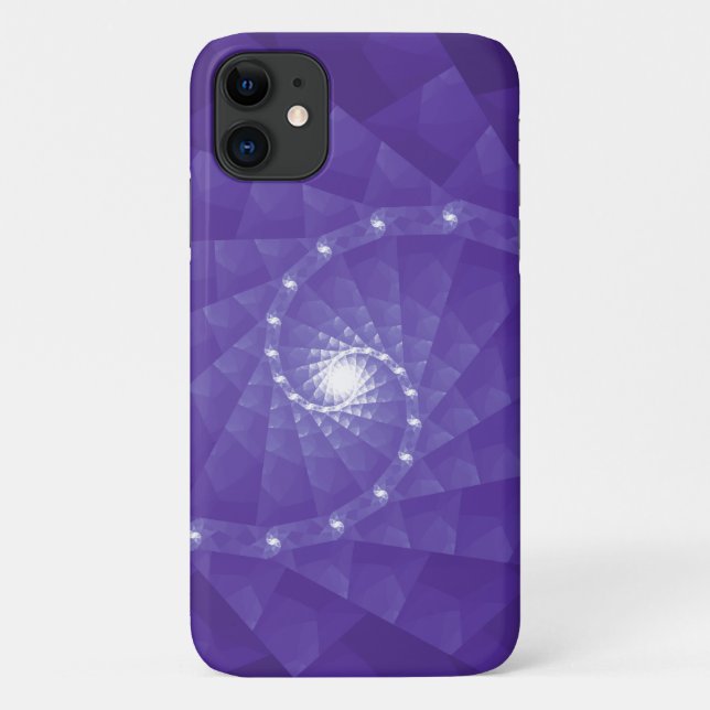 Capa Para iPhone 11 Fractal Roxo Geométrico (Verso)