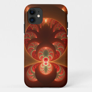 Capa Para iPhone 11 Fractal vermelho-laranja abstrato moderno e lumino
