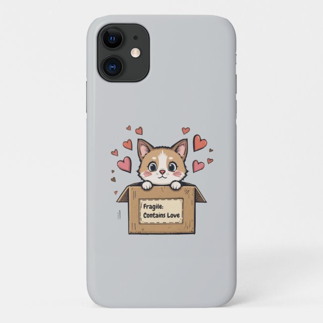 Capa Para iPhone 11 Fragile: Contains Love (Verso)