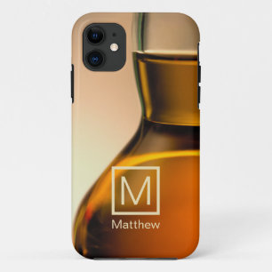 Capa Para iPhone 11 Frasco De Uísque Com Monograma E Nome