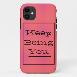 Capa Para iPhone 11 Frase "Continue Sendo Você", Primavera rosa e roxo