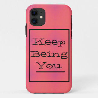 Capa Para iPhone 11 Frase "Continue Sendo Você", Primavera rosa e roxo