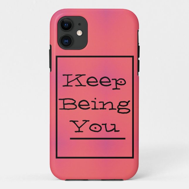 Capa Para iPhone 11 Frase "Continue Sendo Você", Primavera rosa e roxo (Verso)