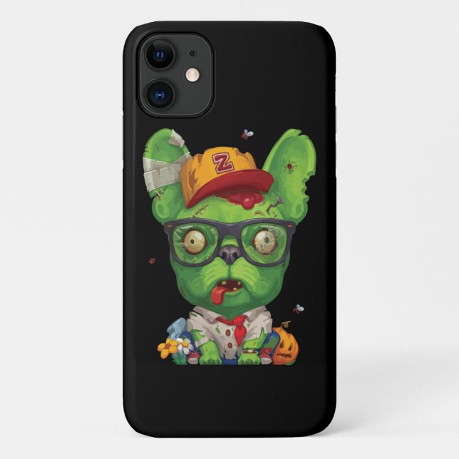 Capa Para iPhone 11 French Gift | Zombie Buldogue Francês (Verso)