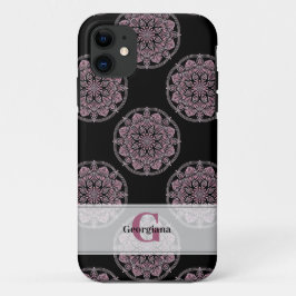 Capa Para iPhone 11 Frentes Florais Rosa Monogramas Bolinhas Mandala