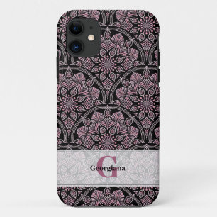 Capa Para iPhone 11 Fronteira Floral Rosa Dusky 20s Personalizada Mand