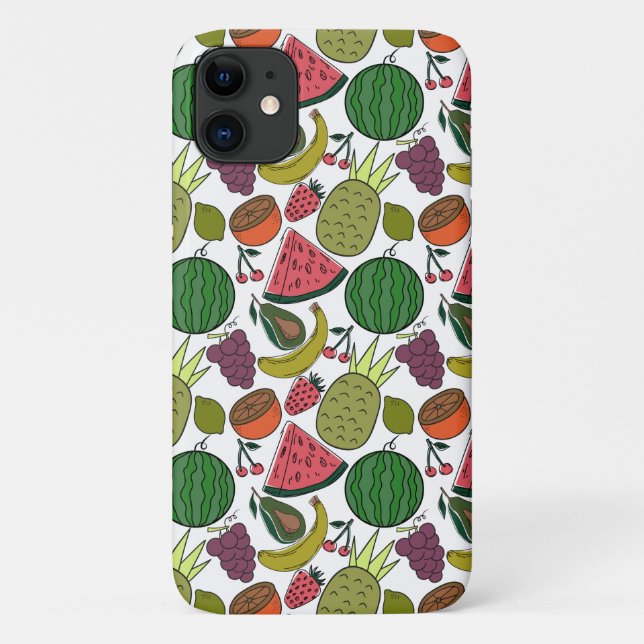 Capa Para iPhone 11 Fruit seamless pattern | Fruit surface pattern 15 (Verso)