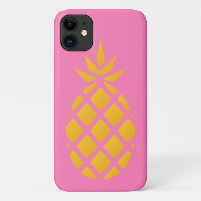 Capa Para iPhone 11 Fruta-branca Laranja e Ananás-Rosa (Verso)