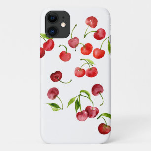 Capa Para iPhone 11 fruta de aquarela doce, cereja vermelha