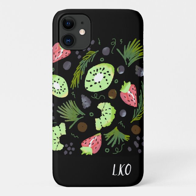 Capa Para iPhone 11 Fruta Salad Kiwi Watermelon Greenery Ilustração (Verso)