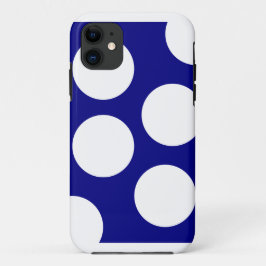 Capa Para iPhone 11 Fundo Azul e Bolinhas de Círculos Brancos Grandes