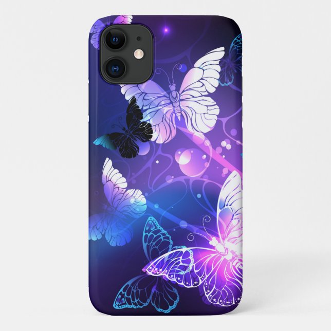 Capa Para iPhone 11 Fundo com Borboletas Noturnas (Verso)
