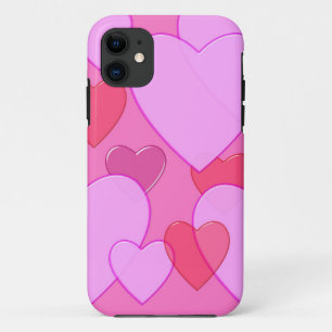 Capa Para iPhone 11 Fundo cor-de-rosa brilhante do Namorados cardíaco
