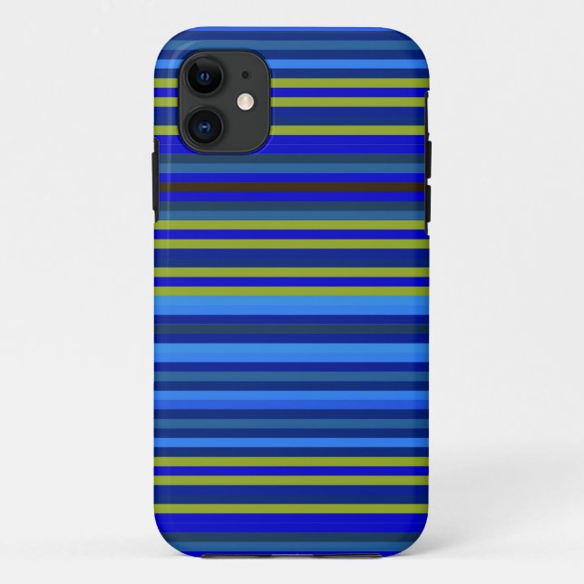 Capa Para iPhone 11 Fundo das faixas cianas amarelas azuis (Verso)