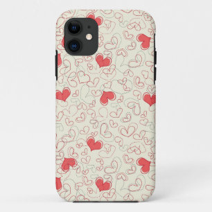 Capa Para iPhone 11 Fundo de Corações Corações Bonitos