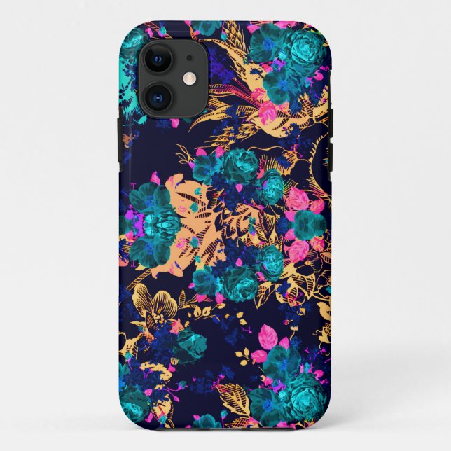 Capa Para iPhone 11 Fundo de flores abstratas charmosas e fofas (Verso)