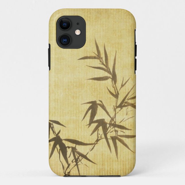 Capa Para iPhone 11 Fundo de papel de bambu manchado Grunge (Verso)