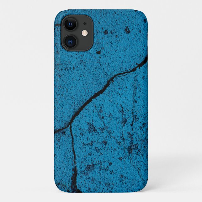 Capa Para iPhone 11 Fundo de parede rachada azul (Verso)