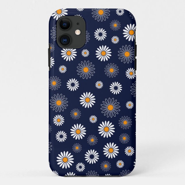 Capa Para iPhone 11 Fundo Floral do Blue Daisies (Verso)