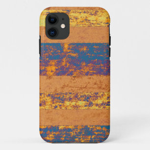 Capa Para iPhone 11 Fundo listrado da vinhagem (Amarelo, Azul, Laranja