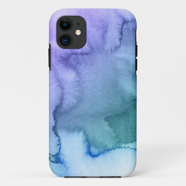 Capa Para iPhone 11 Fundo pintado mão 6 da aguarela abstrata (Verso)