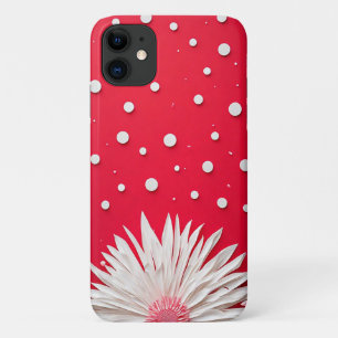 Capa Para iPhone 11 Fundo Vermelho e Padrão de Bolinhas