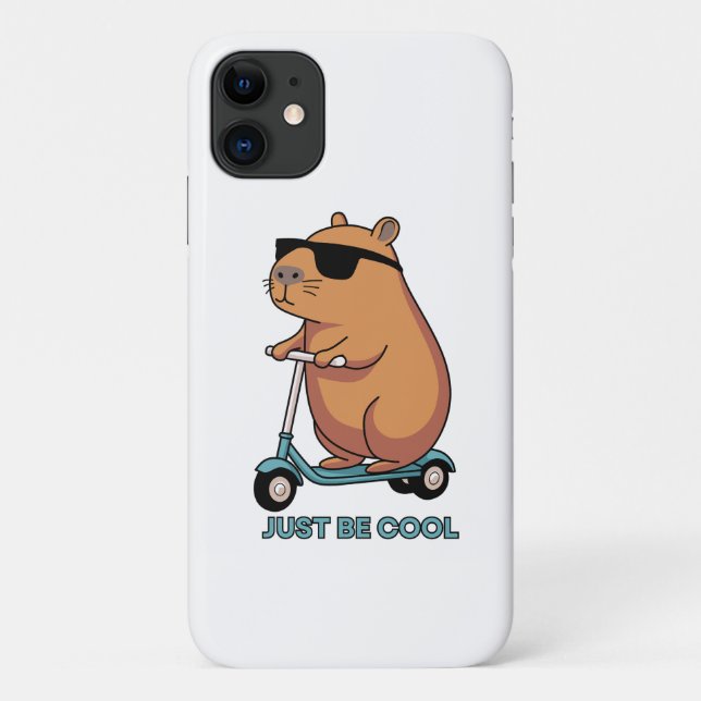 Capa Para iPhone 11 Funny Cool Capybara Scooter Vibes (Verso)