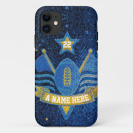 Capa Para iPhone 11 Futebol do Team Sports Blue e Dourado Glitter Coll