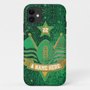 Capa Para iPhone 11 Futebol do Team Sports Green & Dourado Glitter Col