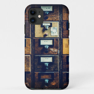 Capa Para iPhone 11 Gabinete de madeira do catálogo de bibliotecas de