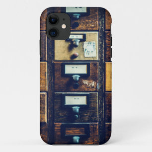 Capa Para iPhone 11 Gabinete de madeira do catálogo de bibliotecas de