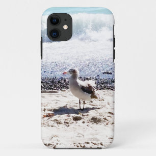 Capa Para iPhone 11 gaivota perto do oceano na foto da praia