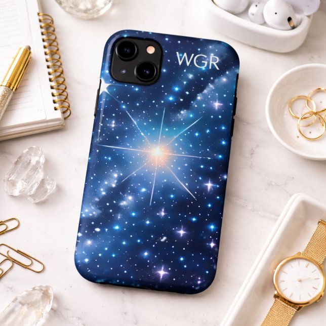 Capa Para iPhone 11 Galáxia de Estrelas no Monograma Espacial  (Criador carregado)
