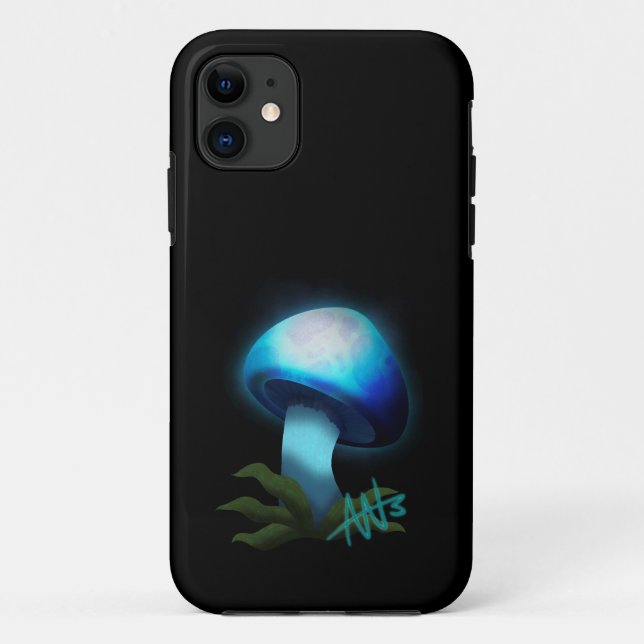 Capa Para iPhone 11 Galáxia Shiitake Brilhante Cogumelo Azul Claro (Verso)