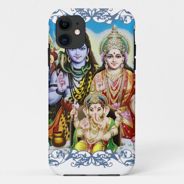 Capa Para iPhone 11 Ganesh, Shiva e Parvati, senhor Ganesha, Durga (Verso)