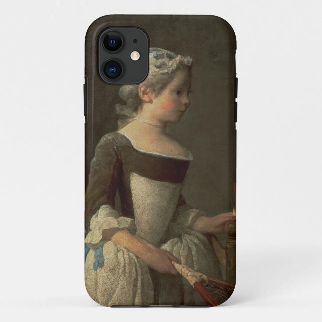 Capa Para iPhone 11 Garota com Racket e Shuttlecock (Verso)