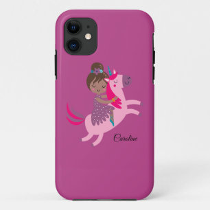 Capa Para iPhone 11 Garota de Brunette Caçada no Unicórnio