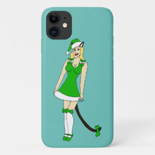 Capa Para iPhone 11 Garota de Natal Verde