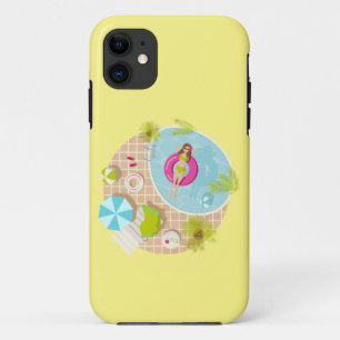 Capa Para iPhone 11 garota de piscina de biquíni praia de verão