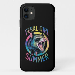 Capa Para iPhone 11 Garota Feral Verão Gambá Tie Dye Guaxinim