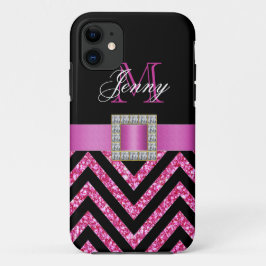 CAPA PARA iPhone 11 GARRAFA DE CHEVRON GLITTER PRETO DE PINCO QUENTE