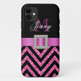CAPA PARA iPhone 11 GARRAFA DE CHEVRON GLITTER PRETO DE PINCO QUENTE