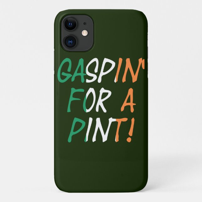 Capa Para iPhone 11 Gaspin' For A Pint Sobreposta em Irish Flag iphcnt (Verso)