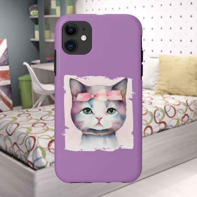 Capa Para iPhone 11 Gatinho bonito com caixa iPhone / iPad de Arco ros (Criador carregado)