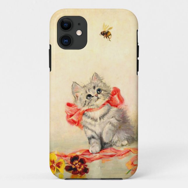 Capa Para iPhone 11 Gatinho com Fita Vermelha (Verso)